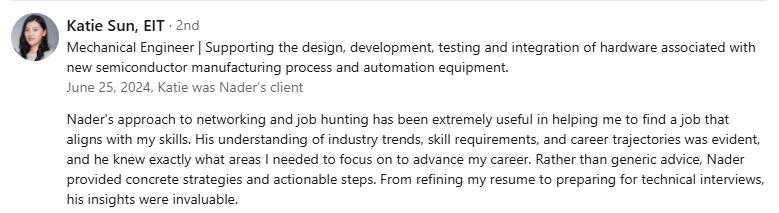 Mechanical Engineer Career Coaching Client Review Mechanical Engineer Career Coaching Client Review