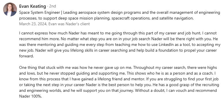 Mechanical Engineer Career Coaching Client Review Mechanical Engineer Career Coaching Client Review