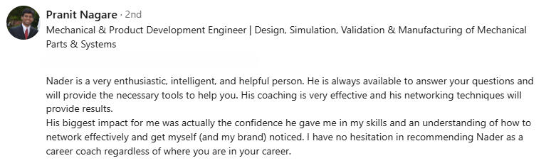 Mechanical Engineer Career Coaching Client Review